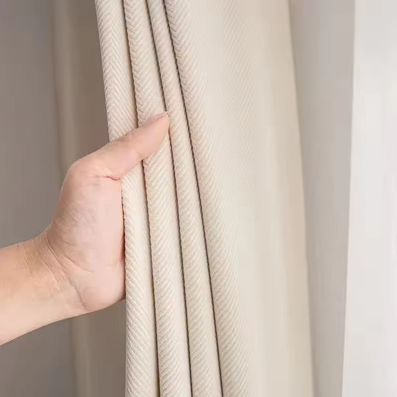 Rideau velours beige occultant naturel