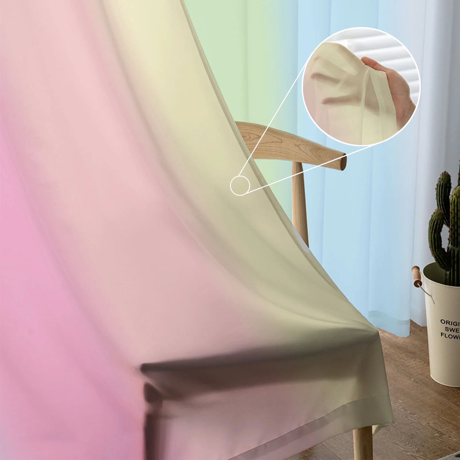 Voilage arc en ciel long