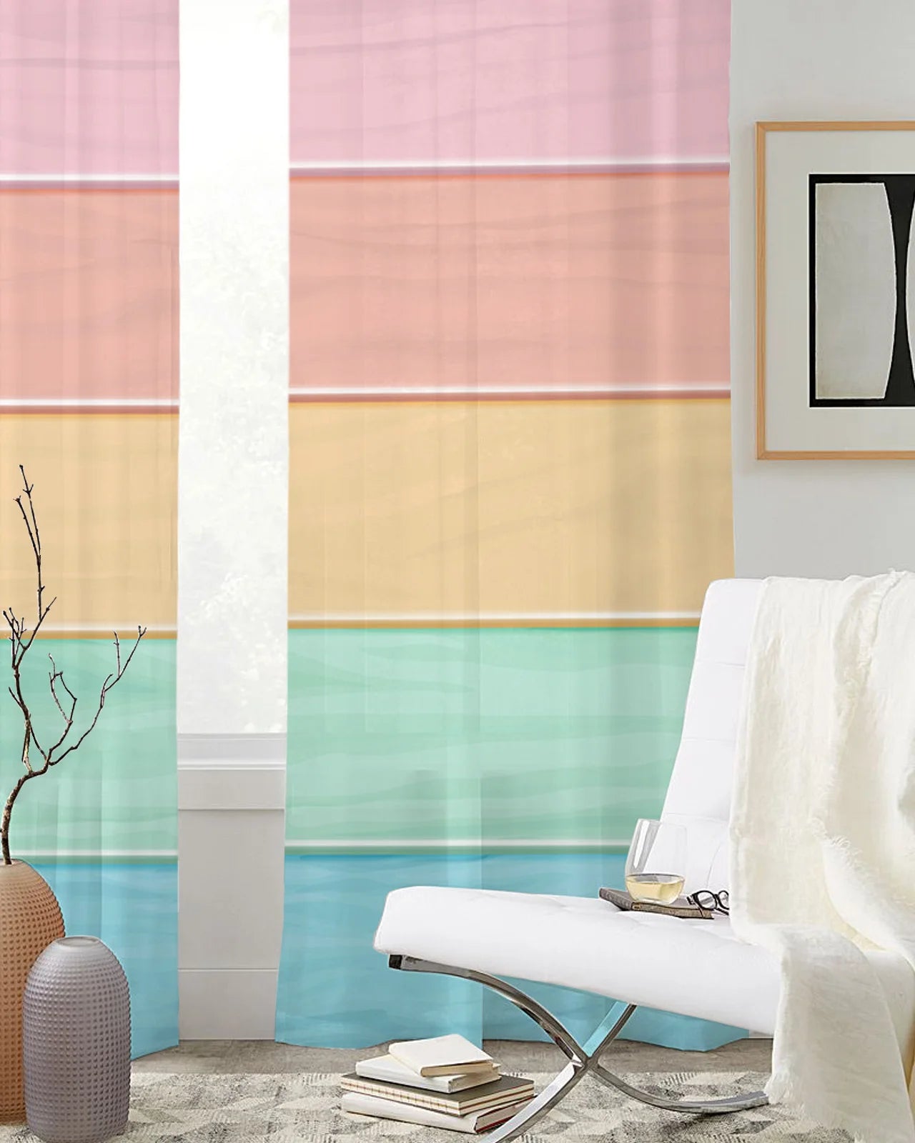 Rideau tombant arc en ciel séparé