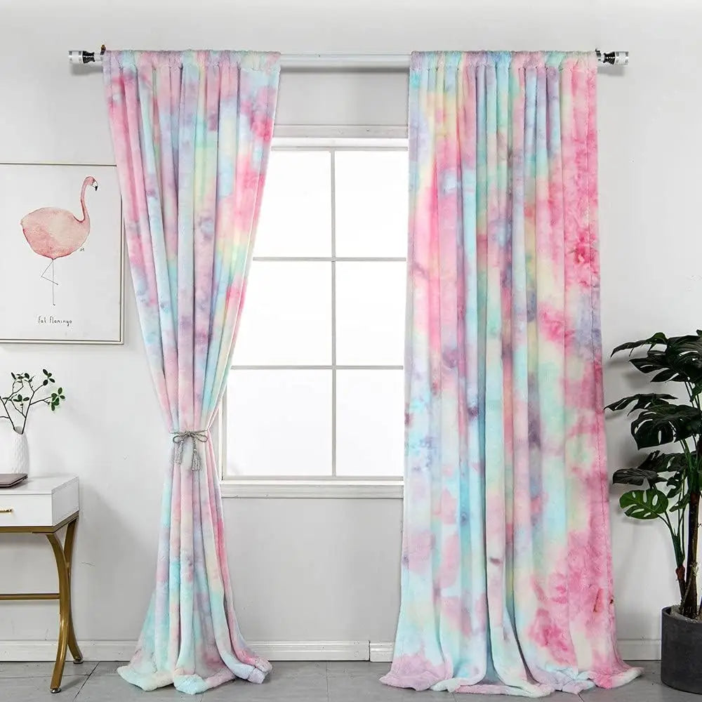 Rideau fourrure arc en ciel