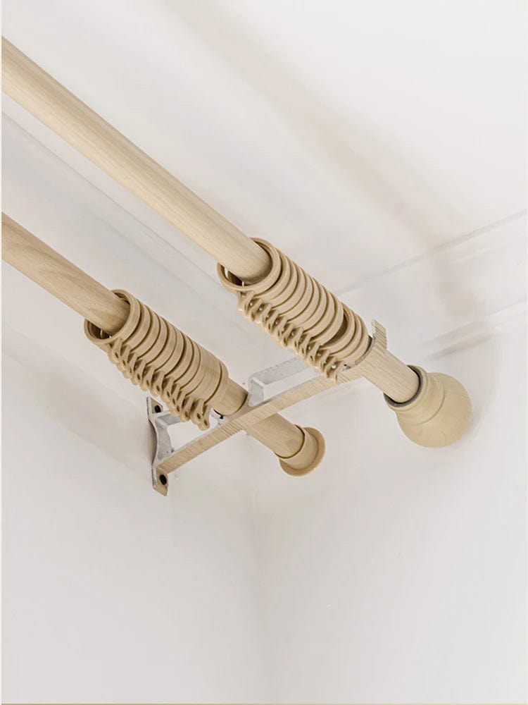 Double tringle à rideaux bois à embout rond L'atelier Rideau