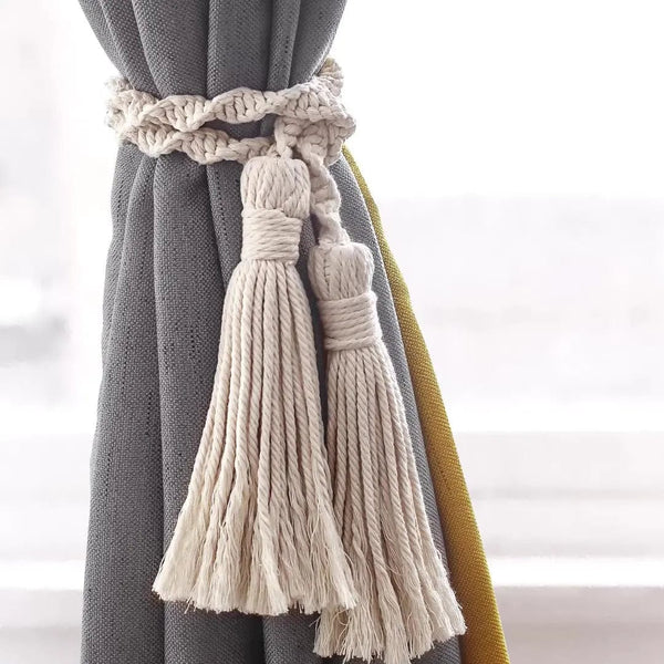 Lot De 4 Embrasses De Rideaux Tressées Style Bohème - Crochets Décoratifs Faits Main - Pour Salon, Chambre