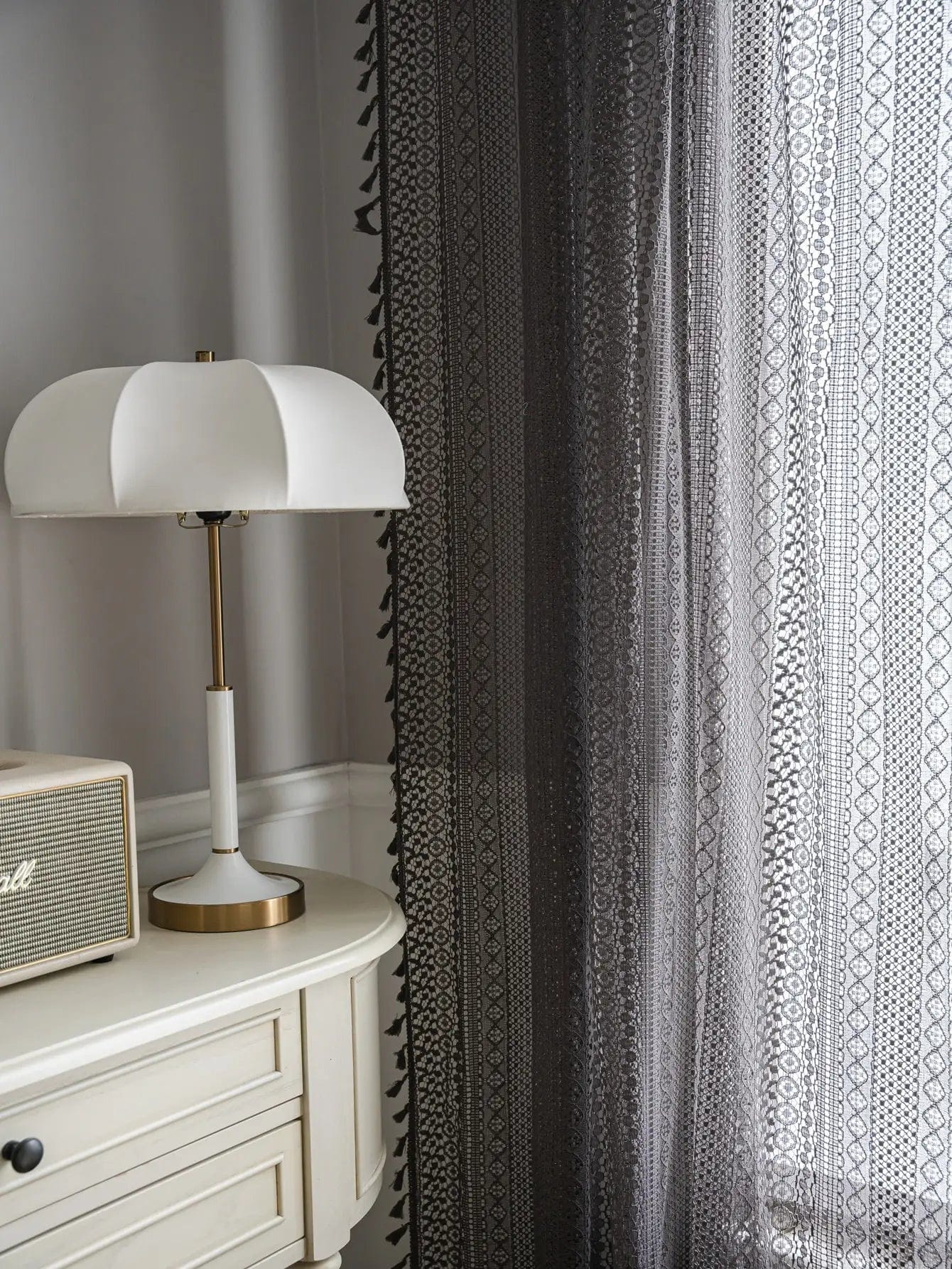 Rideau bohème gris clair L'atelier Rideau