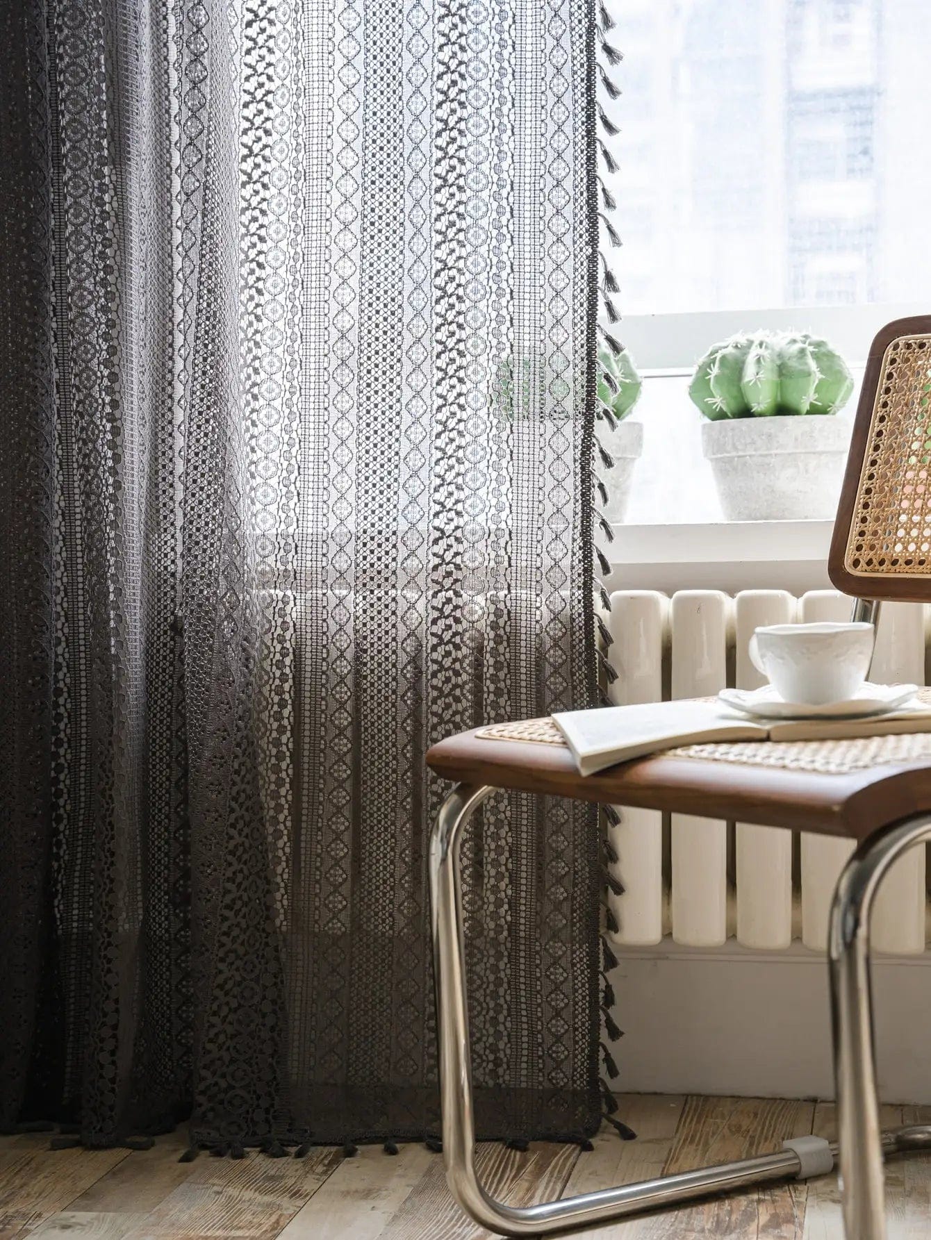 Rideau bohème gris clair L'atelier Rideau