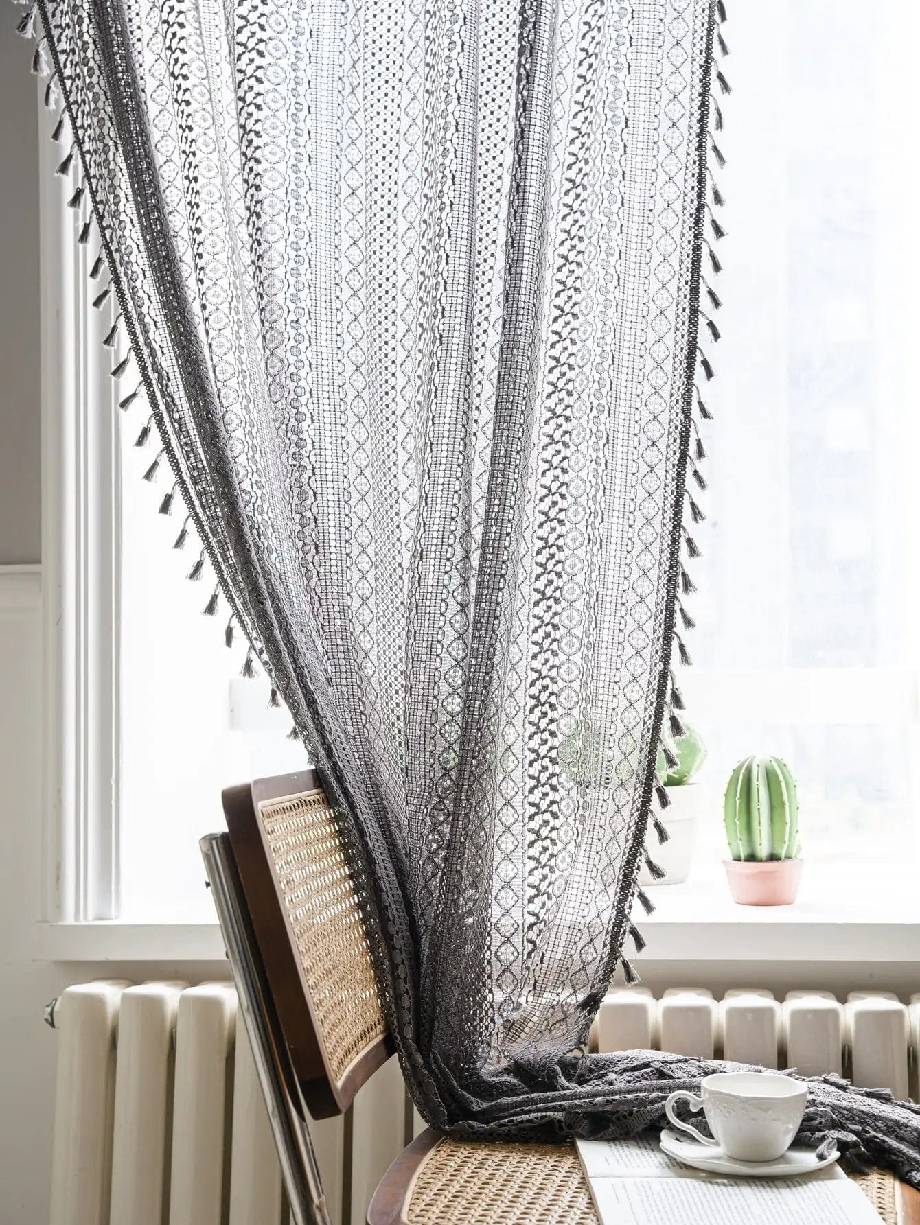 Rideau bohème gris clair L'atelier Rideau