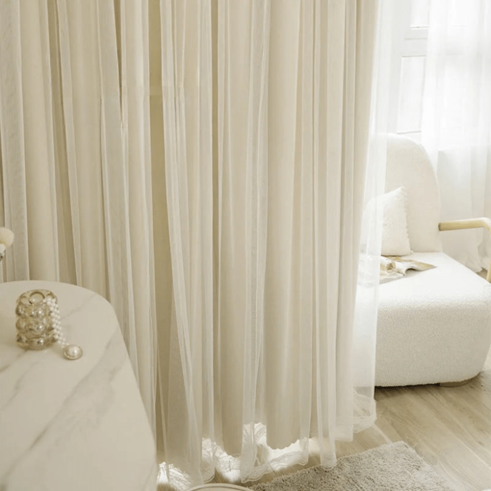 Rideau chambre blanc classique harmonie luxueuse L'atelier Rideau