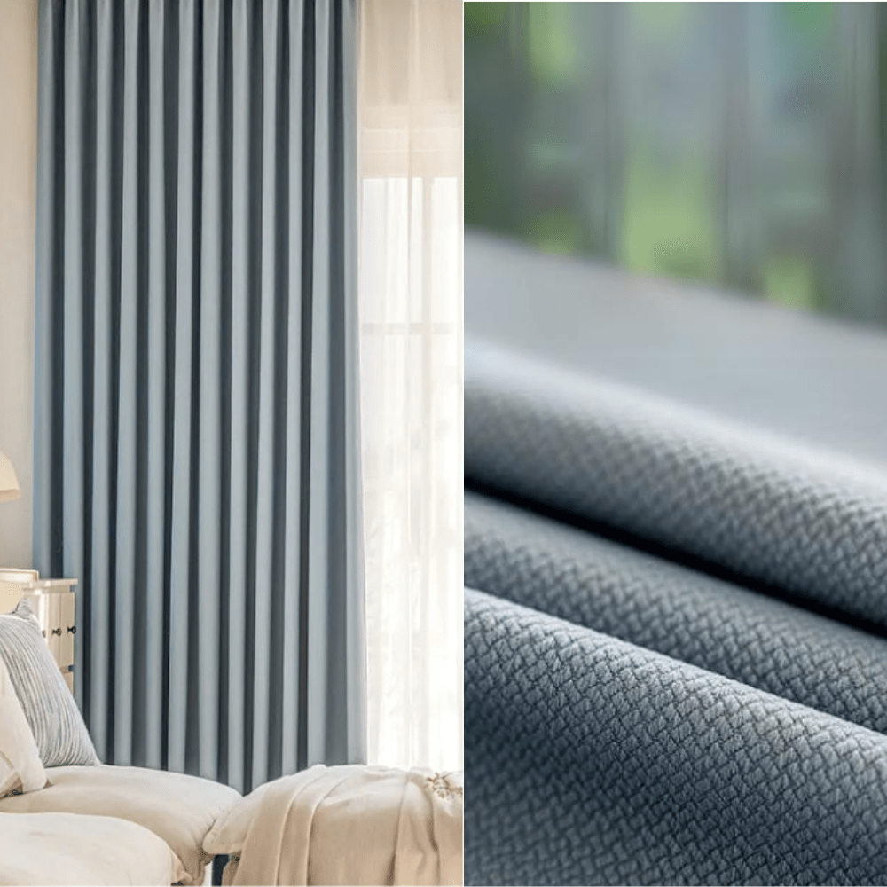 Rideau chambre bleu luxe serein 150cm x 270cm / Crochet L'atelier Rideau