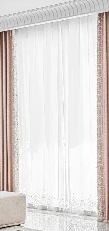 Rideau chambre rose Cocooning Voilage / 100cm x 250cm / Crochet L'atelier Rideau