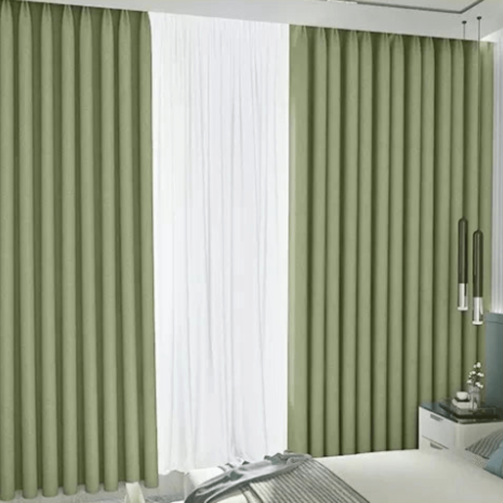 Rideau chambre vert en lin L'atelier Rideau