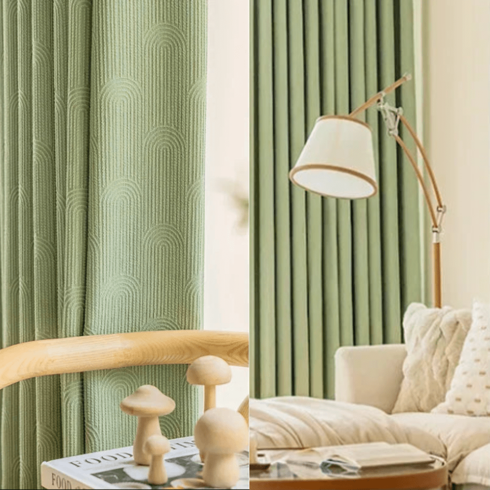 Rideau chambre vert voile de nuit 100cm x 250cm / Oeillets L'atelier Rideau