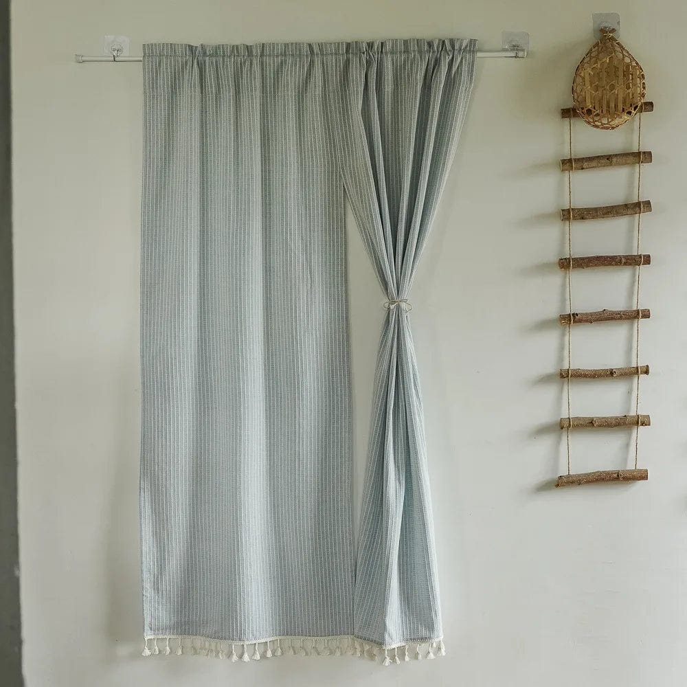 Rideau cuisine bleu chiffon long 90cm x 140cm L'atelier Rideau