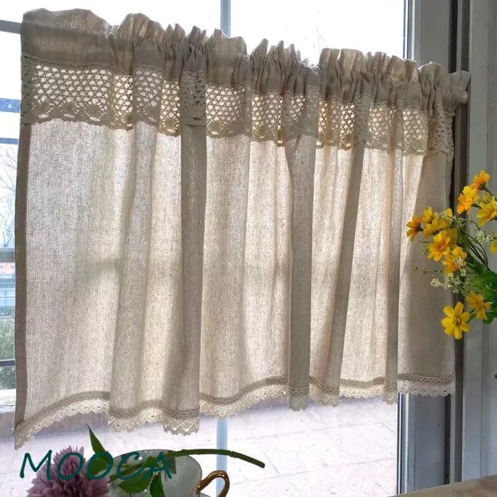 Curtainking Rideaux en Lin Blancs avec Bordure en Dentelle pour Salon Curtainking Rideaux en Lin Blancs avec Bordure en Dentelle pour Salon