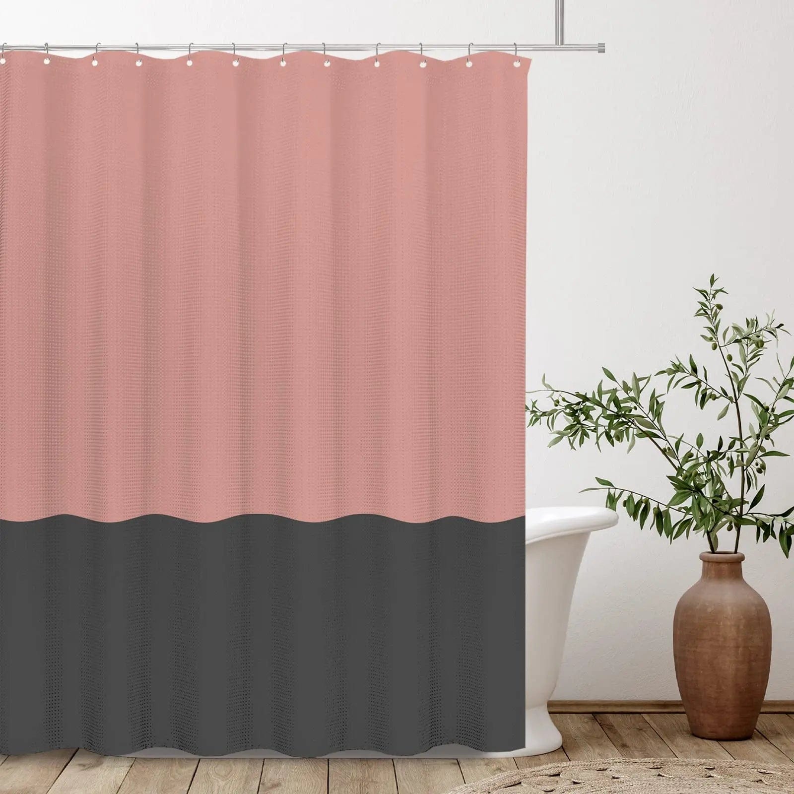 Rideau de douche biton rose et gris 90cm x 180cm L'atelier Rideau