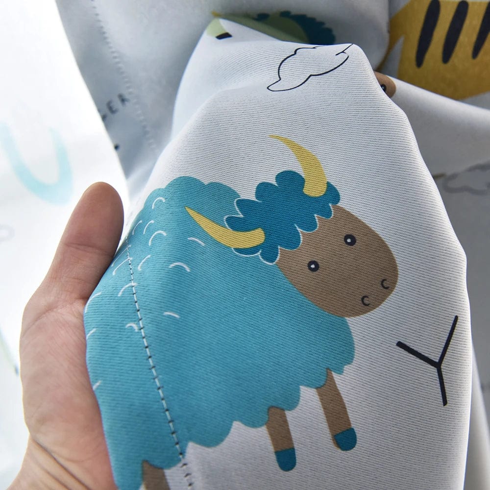 Rideau enfant gris à motifs animaux L'atelier Rideau