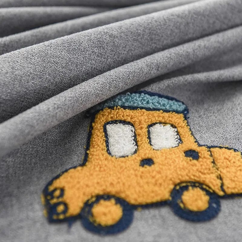 Rideau enfant gris à voitures brodés L'atelier Rideau