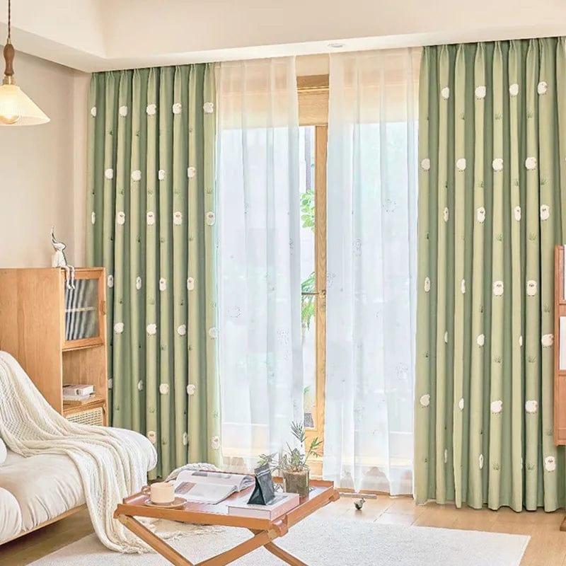 Rideau enfant occultant à motifs moutons coloré L'atelier Rideau