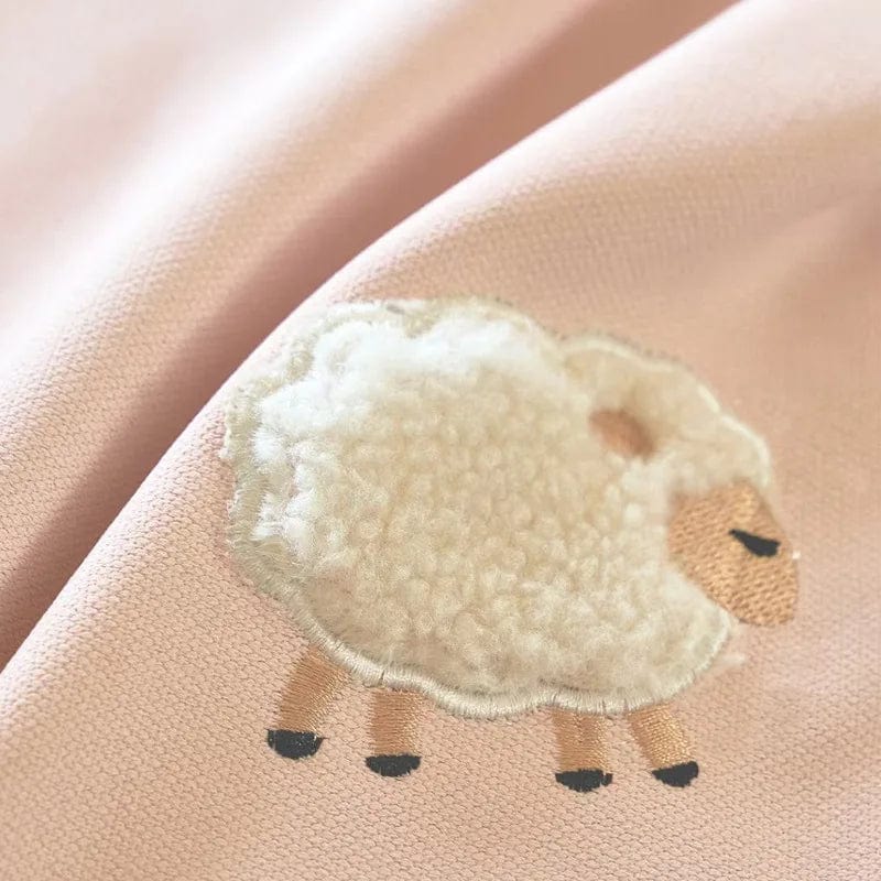 Rideau enfant occultant à motifs moutons coloré Rose / 100cm x 200cm / Passe-tringle L'atelier Rideau