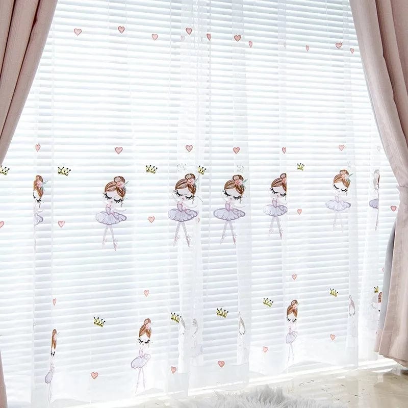 Rideau enfant voilage à danseuses roses L'atelier Rideau