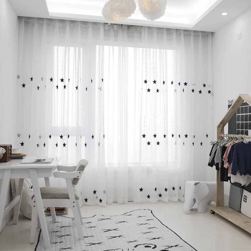 Rideau enfant voilage à étoiles roses et bleus L'atelier Rideau