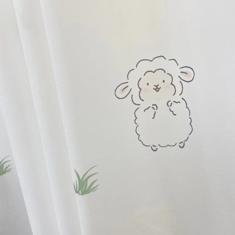 Rideau enfant voilage à motifs moutons coloré 100cm x 200cm / Passe-tringle L'atelier Rideau