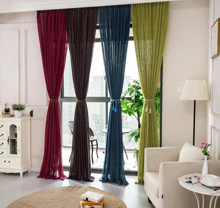 Rideau lin bleu foncé lucide L'atelier Rideau