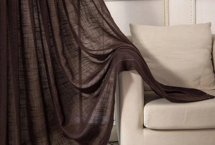 Rideau lin marron foncé long et chic L'atelier Rideau