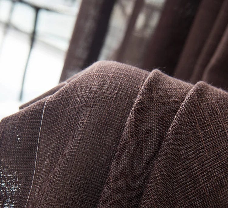 Rideau lin marron foncé long et chic L'atelier Rideau