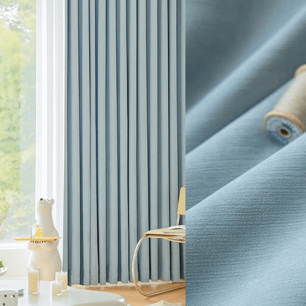 Rideau salon bleu occultant moderne L'atelier Rideau