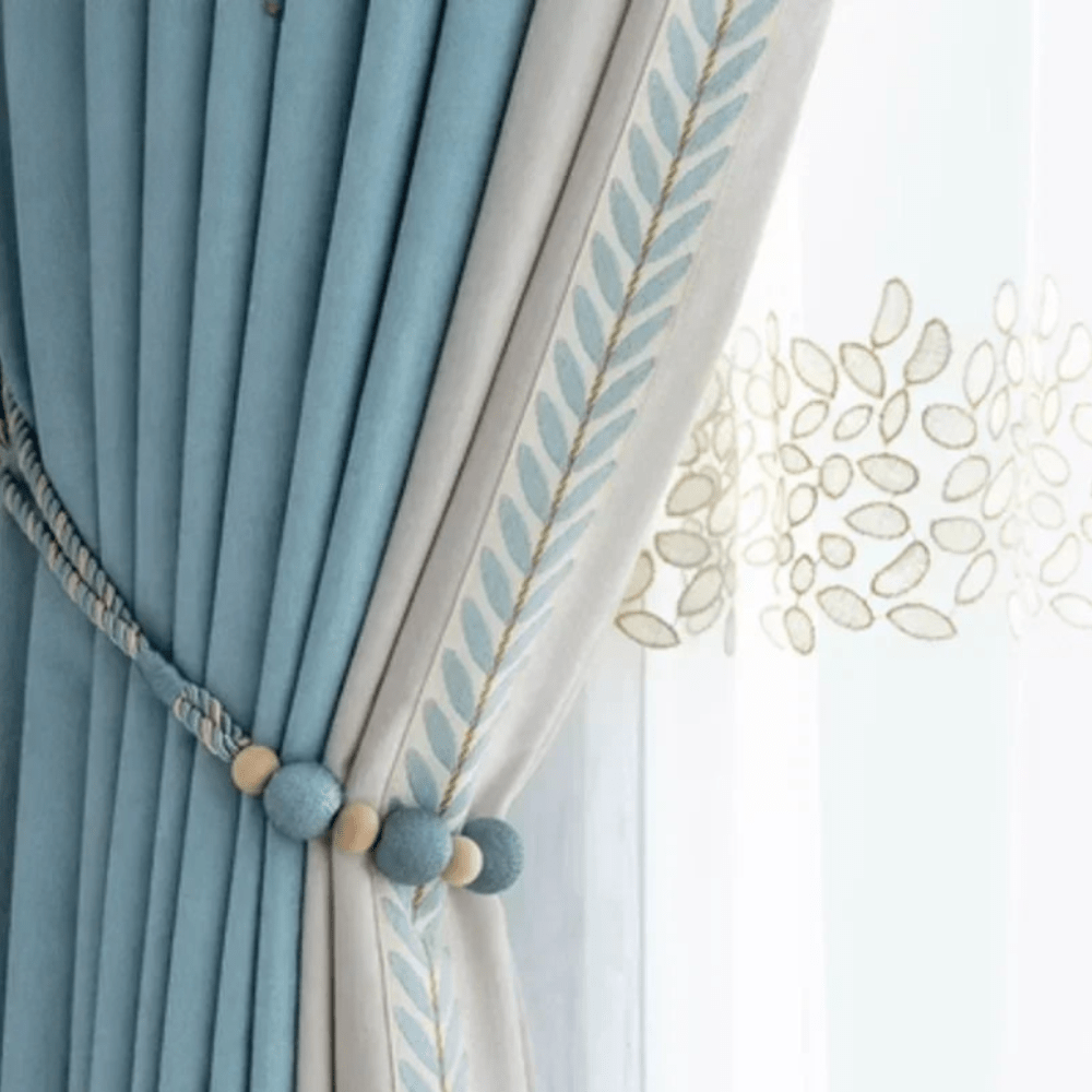 Rideau salon bleu occultant original L'atelier Rideau