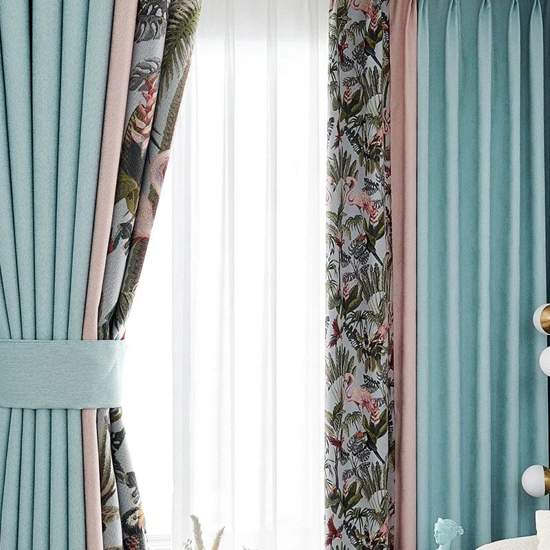 Rideau salon coloré occultant original Vert / 100cm x 250cm / Crochet L'atelier Rideau