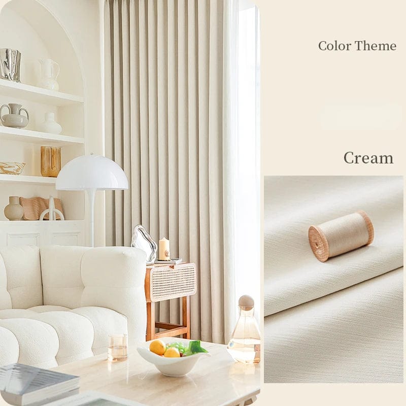 Rideau salon crème occultant moderne 150cm x 270cm / Crochet L'atelier Rideau