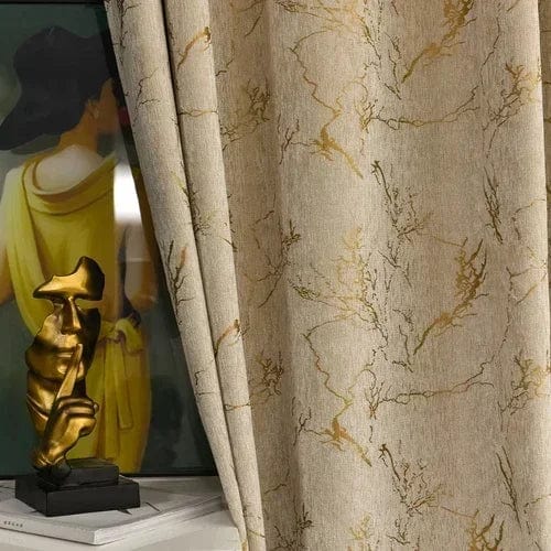 Rideau salon doré velours vintage et occultant 100cm x 250cm / Crochet L'atelier Rideau