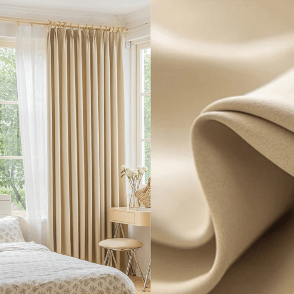 Rideau salon élégant sobre Beige / 110cm x 180cm / Crochet L'atelier Rideau