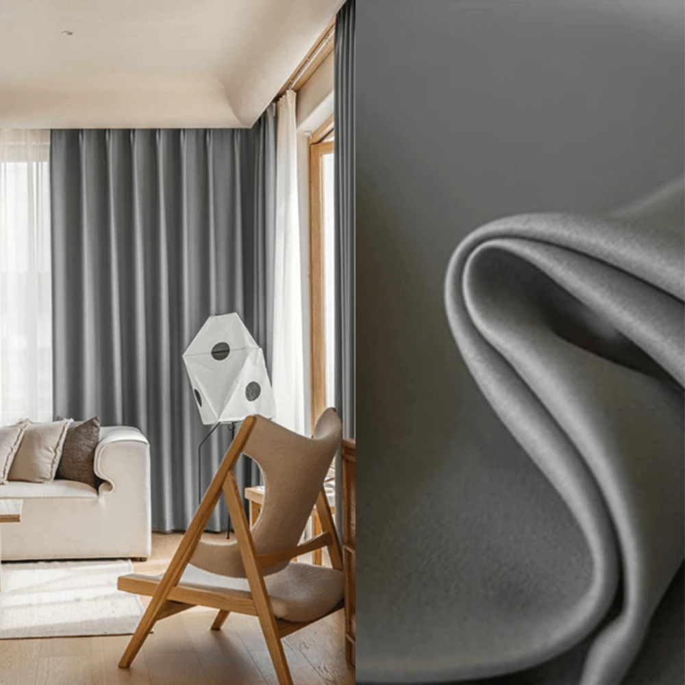 Rideau salon élégant sobre Gris clair / 110cm x 180cm / Crochet L'atelier Rideau