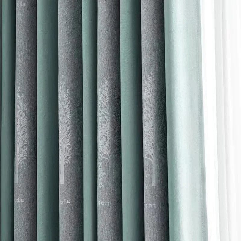 Rideau salon gris et vert canard motifs sapin 150cm x 220cm / Crochet L'atelier Rideau