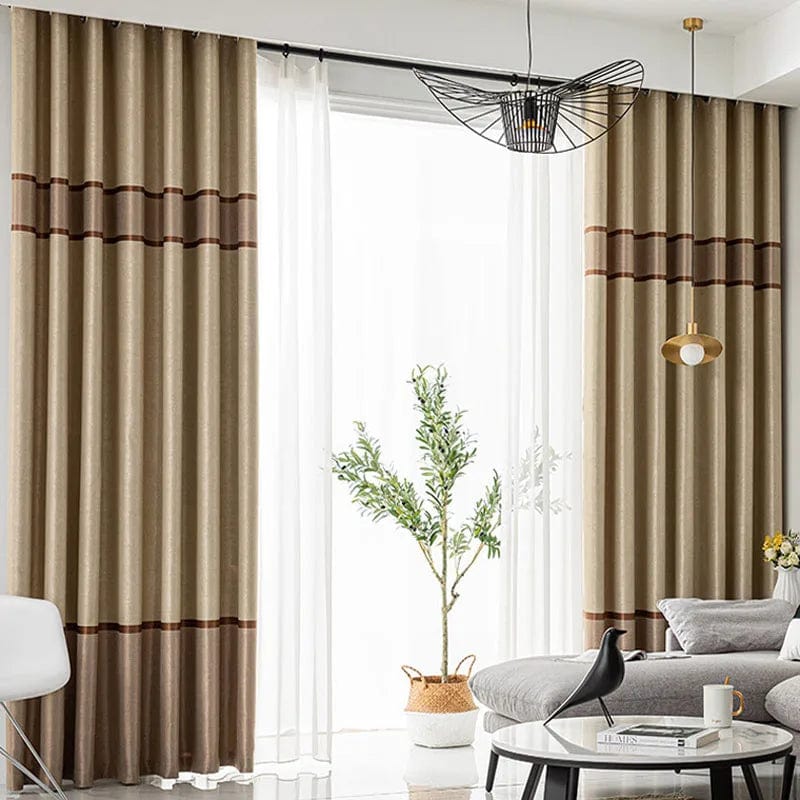 Rideau salon marron clair moderne 150cm x 250cm / Crochet L'atelier Rideau