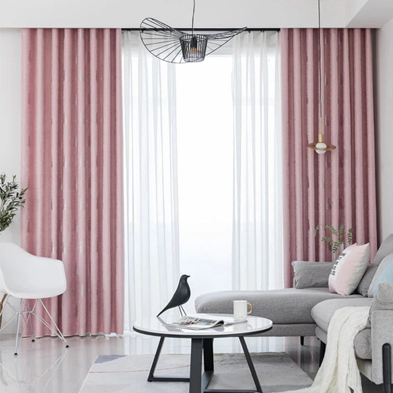 Rideau salon rose à motifs sapins L'atelier Rideau