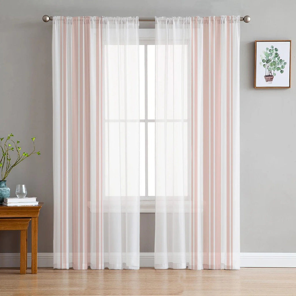 Rideau salon rose et blanc prestige 100cm x 250cm / Passe-tringle L'atelier Rideau