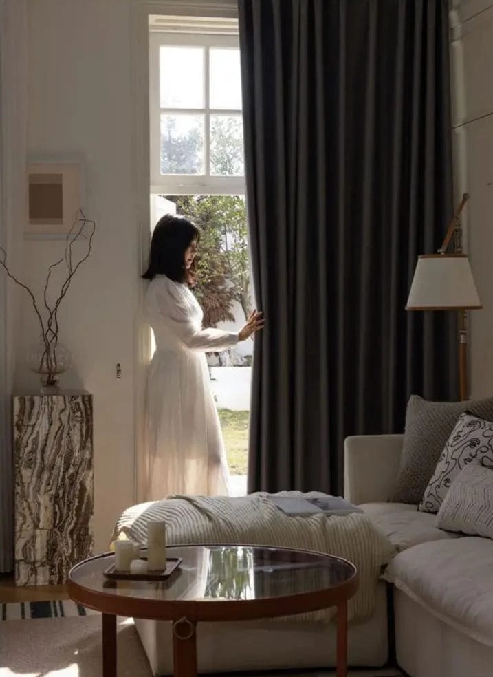 Rideau salon tendance occultant Gris / 150cm x 200cm hook L'atelier Rideau