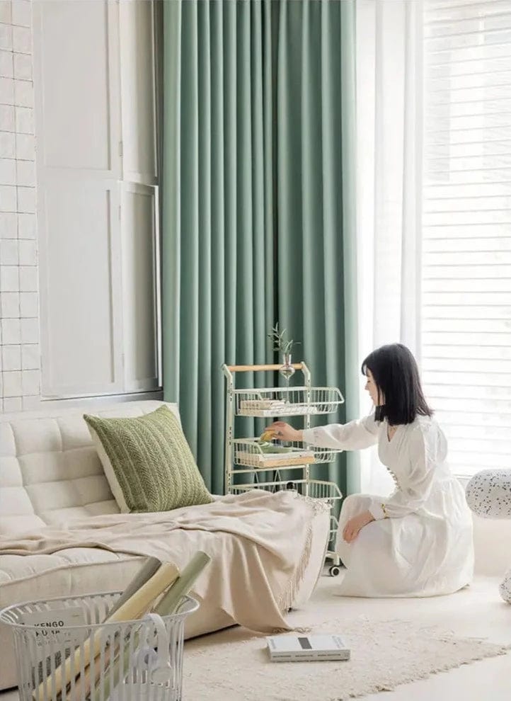 Rideau salon tendance occultant Vert / 150cm x 200cm hook L'atelier Rideau