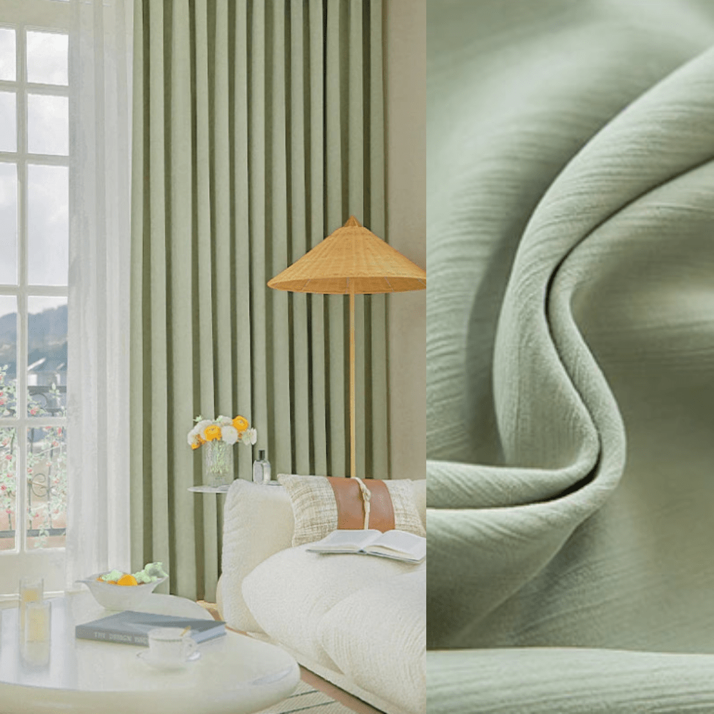 Rideau salon vert occultant moderne L'atelier Rideau