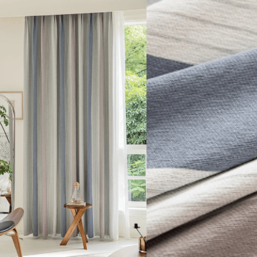 Rideau thermique combiné Marine gris et blanc L'atelier Rideau