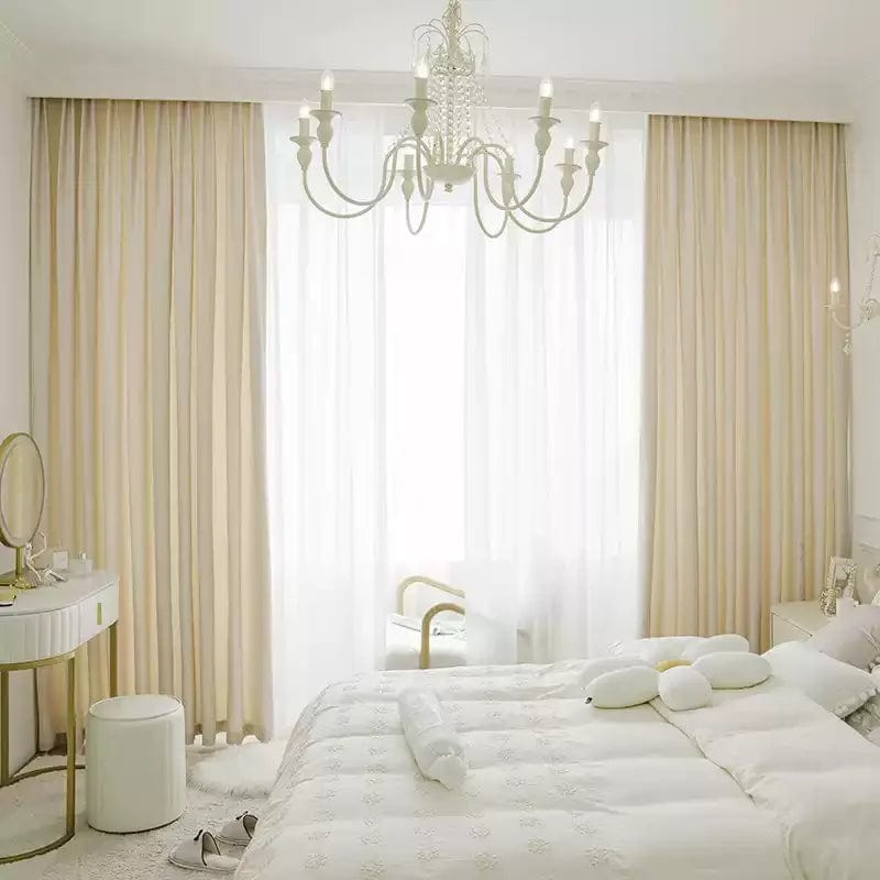 Rideau velours beige occultant naturel 100cm x 250cm / Crochet L'atelier Rideau