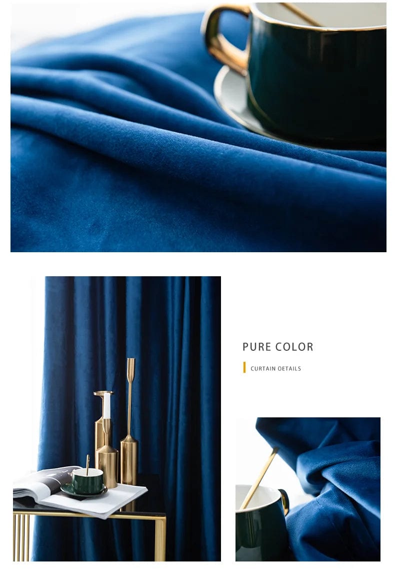 Rideau velours bleu occultant doux L'atelier Rideau