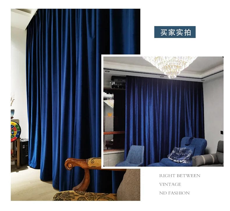 Rideau velours bleu occultant doux L'atelier Rideau