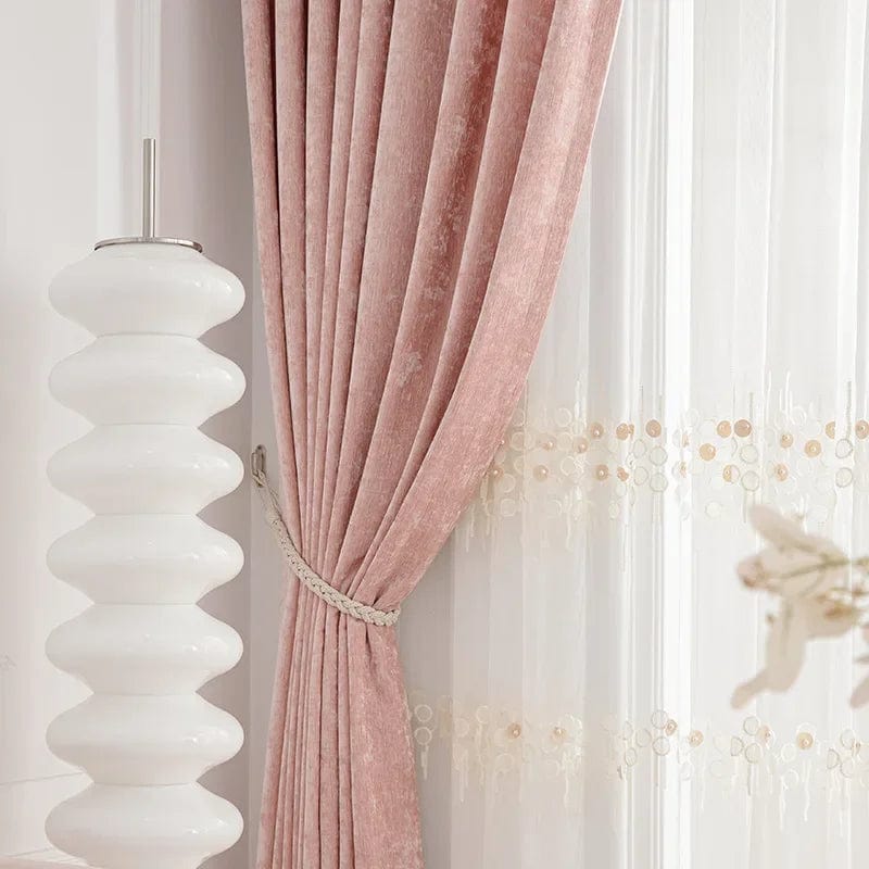 Rideau velours rose chic et chaud 100cm x 250cm / Crochet L'atelier Rideau