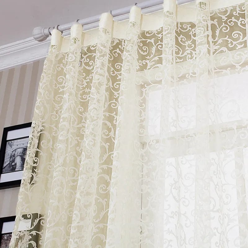 Voilage blanc à motifs floral L'atelier Rideau