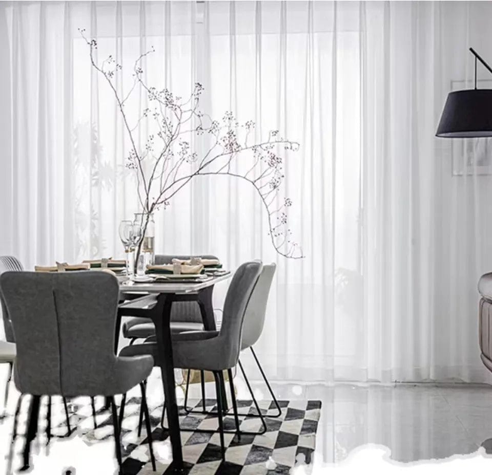 Rideau En Voile Prêt à Poser FKL AG10 - Blanc, Moderne, Largeur 250+ Cm, Longueur 251-380 Cm