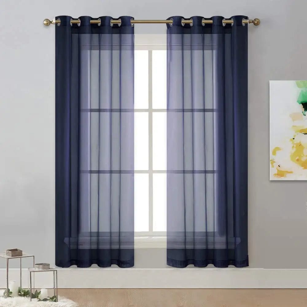 Voilage bleu marine fin 140cm x 110cm / Oeillets L'atelier Rideau