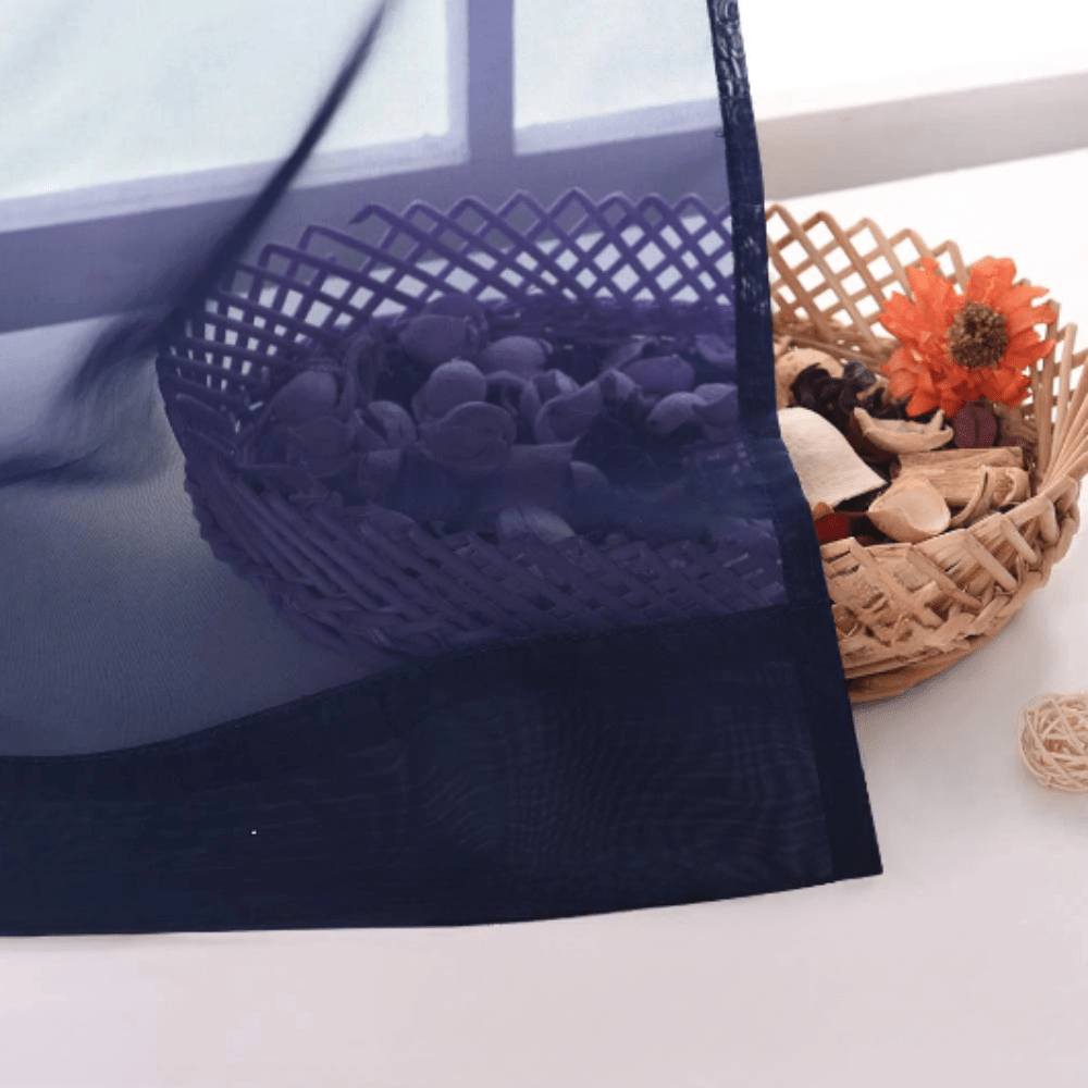 Voilage bleu marine fin L'atelier Rideau